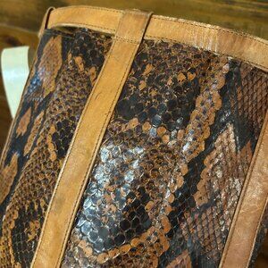 Snake Skin Backpack with Leather Trim